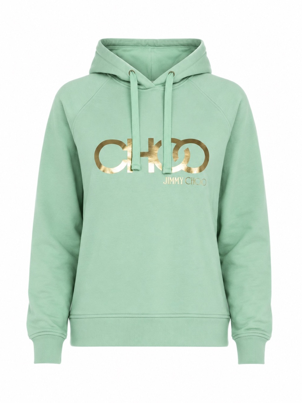 Jimmy Choo Mint Green Gold Logo Hoodie Size Small